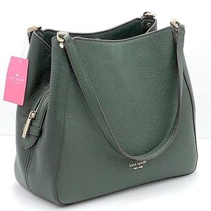 Kate Spade Leila Medium Triple Compartment Shoulder Bag Deep Evergreen